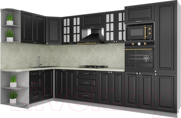 Изображение товара Кухонный гарнитур Интерлиния Мила Деко 1.68x3.4 левая (пепел/пепел/опал светлый)