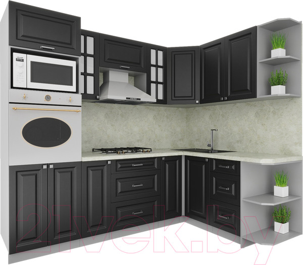 Изображение товара Кухонный гарнитур Интерлиния Мила Деко 1.68x2.4 правая (пепел/пепел/опал светлый)