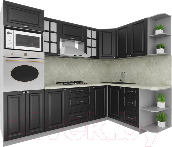 Изображение товара Кухонный гарнитур Интерлиния Мила Деко 1.68x2.6 правая (пепел/пепел/опал светлый)