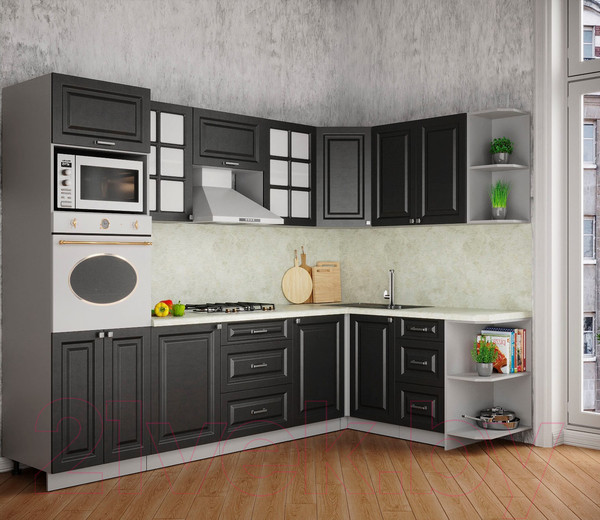 Изображение товара Кухонный гарнитур Интерлиния Мила Деко 1.68x2.8 правая (пепел/пепел/опал светлый)