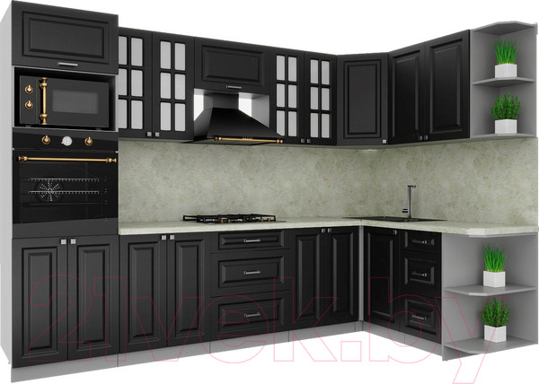 Изображение товара Кухонный гарнитур Интерлиния Мила Деко 1.68x3.0 правая (пепел/пепел/опал светлый)