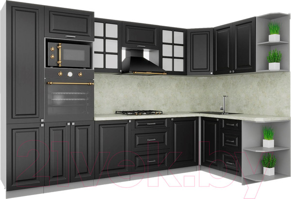 Изображение товара Кухонный гарнитур Интерлиния Мила Деко 1.68x3.2 правая (пепел/пепел/опал светлый)