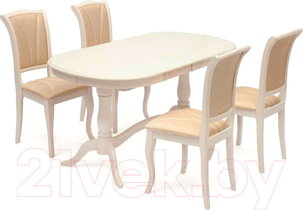 Изображение товара Стул Tetchair Opera 45x53x97 (дерево гевея/Ivory White/слоновая кость/ткань бежевая)