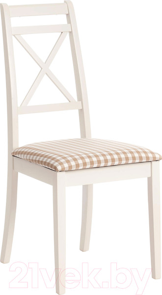 Изображение товара Стул Tetchair Picasso 45x53x97 (дерево гевея/Ivory White/слоновая кость/ткань клетка мелкая)