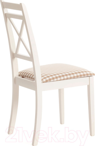 Изображение товара Стул Tetchair Picasso 45x53x97 (дерево гевея/Ivory White/слоновая кость/ткань клетка мелкая)