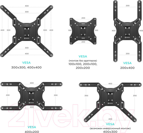 Изображение товара Кронштейн для телевизора Onkron M2 (черный)