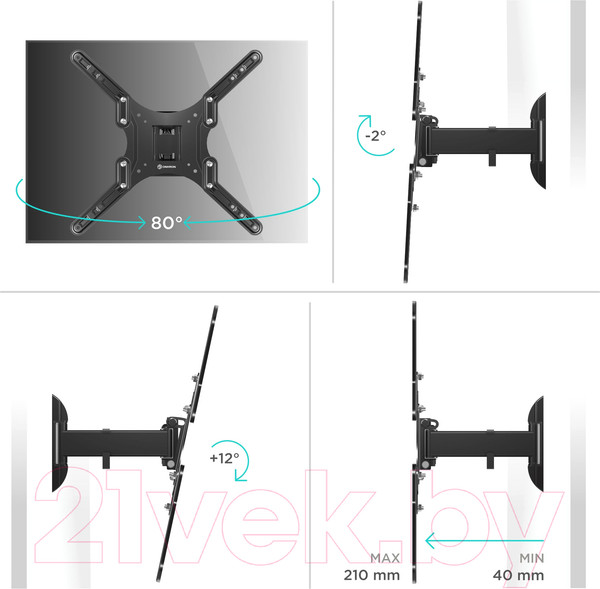 Изображение товара Кронштейн для телевизора Onkron M2 (черный)