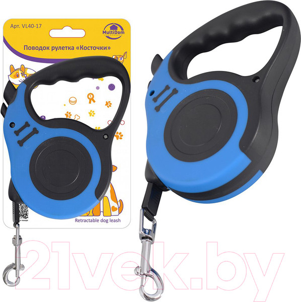 Изображение товара Поводок-рулетка Мультидом Косточки / VL40-17