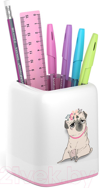 Изображение товара Настольный набор Erich Krause Forte Chilling Dog / 55737 (белый/розовый)