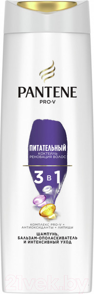 Изображение товара Шампунь для волос PANTENE PRO-V Питательный коктейль 3 в 1 шампунь+бальзам+уход (360мл)