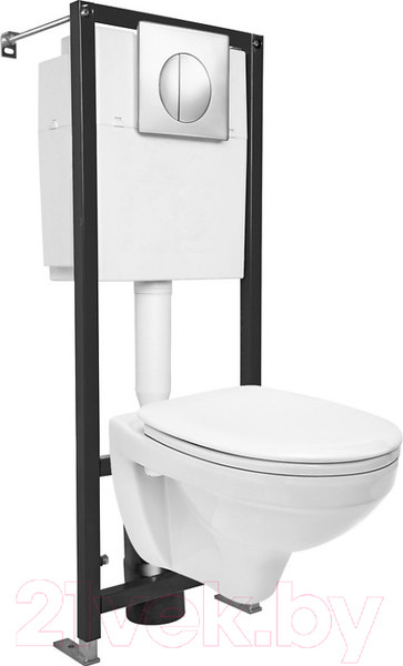 Изображение товара Унитаз подвесной с инсталляцией Cersanit Delfi (S-SET-DEL/Black/TPL/Cg-w)