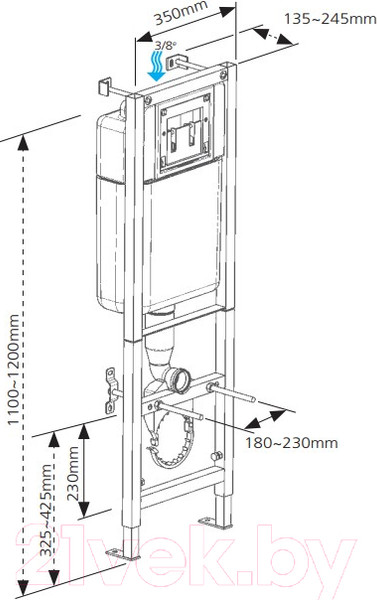 Изображение товара Унитаз подвесной с инсталляцией Cersanit Delfi (S-SET-DEL/Black/TPL/Cg-w)