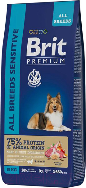 Изображение товара Сухой корм для собак Brit Premium Dog Sensitive с ягненком и индейкой / 5050055 (15кг)