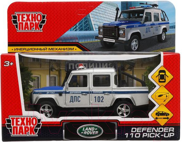 Изображение товара Автомобиль игрушечный Технопарк Land Rover Defender Pickup Полиция / DEFPICKUP-12POL-ARMSR