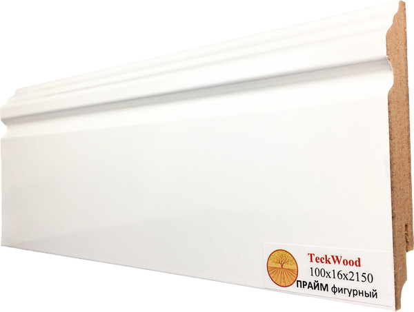 Изображение товара Плинтус Teckwood МДФ Фигурный 100x16x2150 (белый)