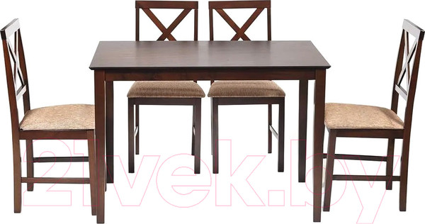 Изображение товара Обеденная группа Tetchair Hudson Dining Set эконом (дерево гевея/Cappuccino)