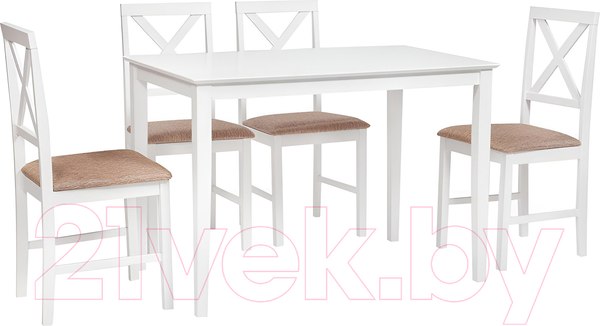 Изображение товара Обеденная группа Tetchair Hudson Dining Set эконом (дерево гевея/Pure White)