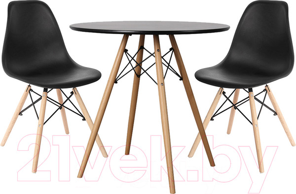 Изображение товара Обеденная группа Mio Tesoro ST-001Ф80/SC-001 (черный/дерево)