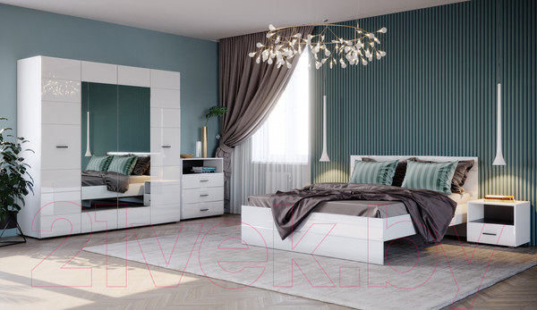 Изображение товара Полуторная кровать НК Мебель Gloss 140x200 / 72374515 (белый/белый глянец)