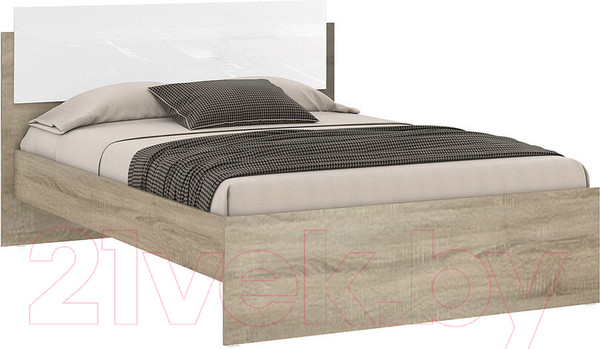 Изображение товара Полуторная кровать НК Мебель Бланка 140x200 / 72250071 (дуб сонома/белый глянец)