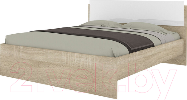 Изображение товара Двуспальная кровать НК Мебель Бланка 160x200 / 72250072 (дуб сонома/белый глянец)