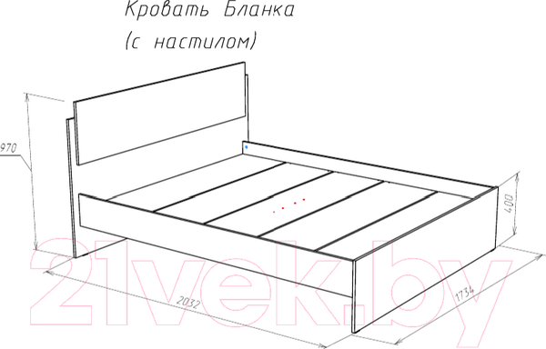 Изображение товара Двуспальная кровать НК Мебель Бланка 160x200 / 72250072 (дуб сонома/белый глянец)