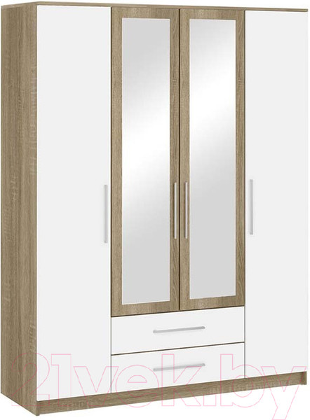 Изображение товара Шкаф НК Мебель Бланка 4-х дверный / 72250076 (дуб сонома/белый глянец)