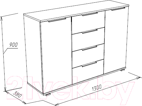 Изображение товара Тумба НК Мебель Венеция 1300 / 72040080 (дуб серый крафт/графит)