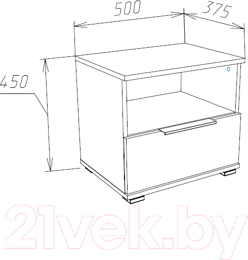 Изображение товара Прикроватная тумба НК Мебель Венеция / 72040089 (дуб серый крафт/графит)