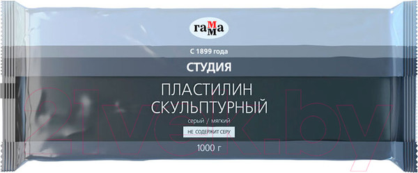 Изображение товара Пластилин скульптурный ГАММА Студия 2.80.Е100.004.2 (1кг, серый, мягкий)