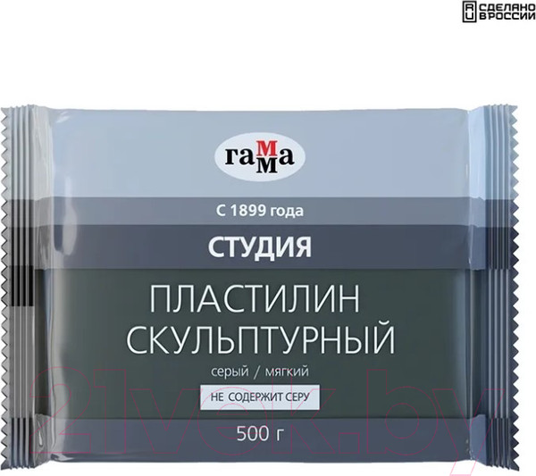 Изображение товара Пластилин скульптурный ГАММА Студия 2.80.Е050.003.2 (500г, серый, твердый)