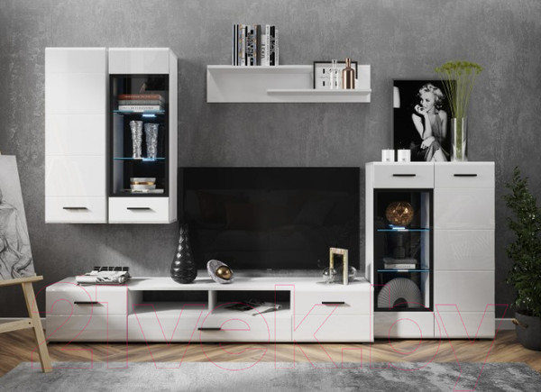 Изображение товара Тумба НК Мебель Gloss 140 / 71373138 (белый/белый глянец)