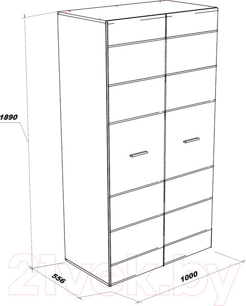 Изображение товара Шкаф НК Мебель Gloss 2-х дверный / 71373114 (белый/белый глянец)
