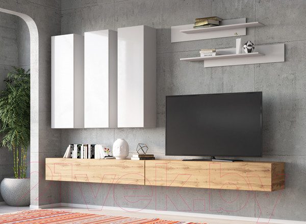 Изображение товара Шкаф навесной НК Мебель Point тип-20 / 71774434 (белый/белый глянец)