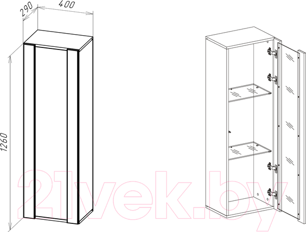 Изображение товара Шкаф навесной НК Мебель Point тип-21 / 71774436 (дуб вотан)