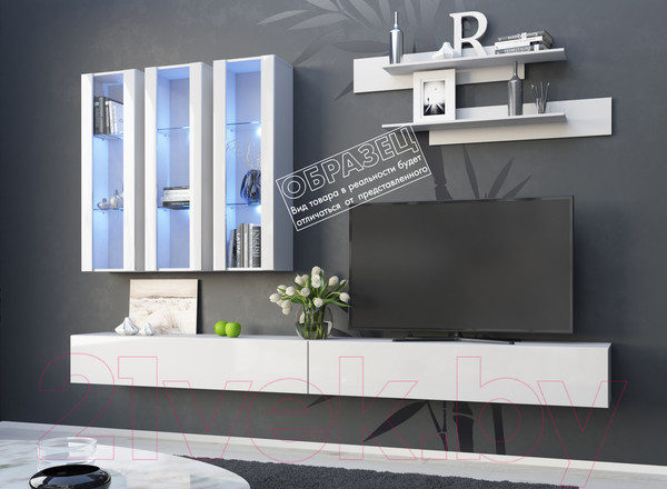 Изображение товара Шкаф навесной НК Мебель Point тип-21 / 71774438 (черный/черный глянец)