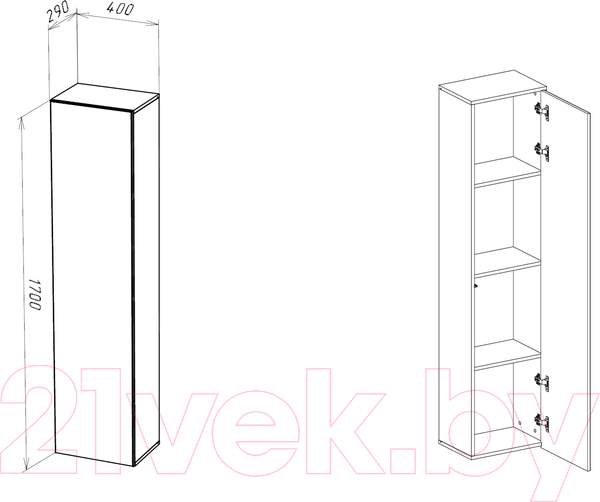 Изображение товара Шкаф навесной НК Мебель Point тип-40 / 71774449 (белый/белый глянец)