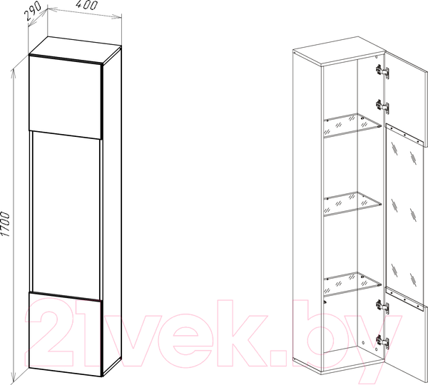 Изображение товара Шкаф навесной НК Мебель Point тип-42 / 71774456 (черный/черный глянец)
