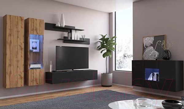 Изображение товара Шкаф навесной НК Мебель Point тип-50 / 71774459 (черный/черный глянец)