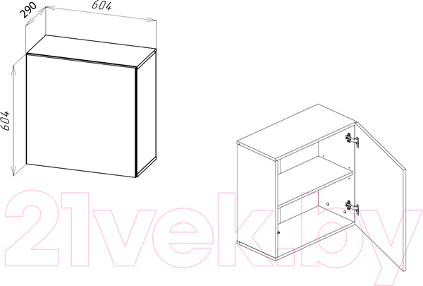 Изображение товара Шкаф навесной НК Мебель Point тип-60 / 71774464 (белый/белый глянец)