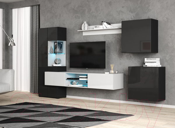 Изображение товара Шкаф навесной НК Мебель Point тип-60 / 71774465 (черный/черный глянец)