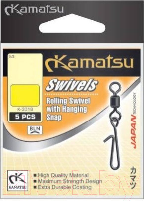 Изображение товара Вертлюг рыболовный KAMATSU K-3018 Hanging Snap / 563018008 (5шт)