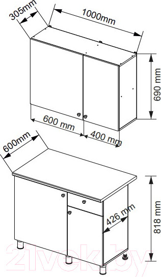 Изображение товара Кухонный гарнитур НК Мебель Деми 100 / 76144502 (дуб вотан)