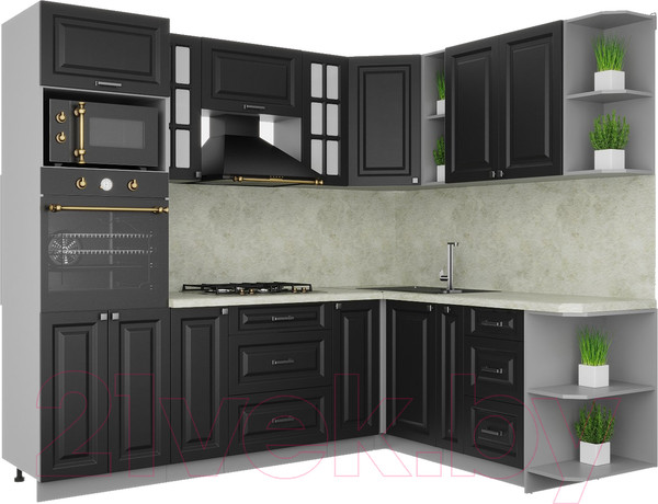 Изображение товара Кухонный гарнитур Интерлиния Мила Деко 1.88x2.4 правая (пепел/пепел/опал светлый)