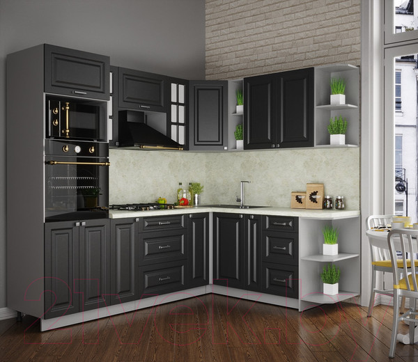 Изображение товара Кухонный гарнитур Интерлиния Мила Деко 1.88x2.4 правая (пепел/пепел/опал светлый)