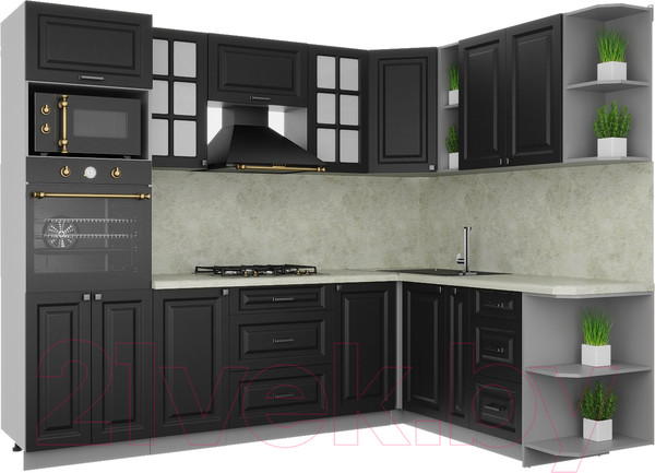 Изображение товара Кухонный гарнитур Интерлиния Мила Деко 1.88x2.6 правая (пепел/опал светлый)