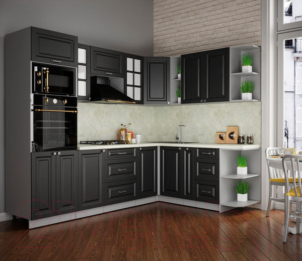 Изображение товара Кухонный гарнитур Интерлиния Мила Деко 1.88x2.6 правая (пепел/опал светлый)