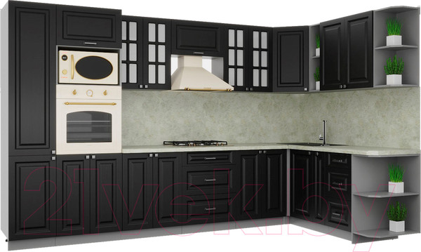 Изображение товара Кухонный гарнитур Интерлиния Мила Деко 1.88x3.4 правая (пепел/опал светлый)