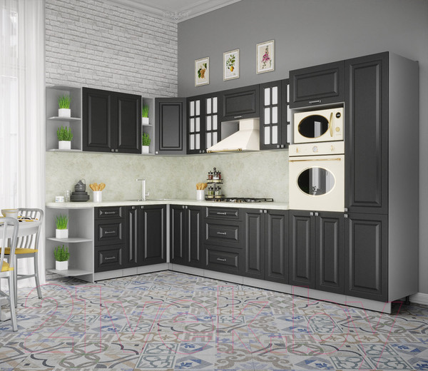 Изображение товара Кухонный гарнитур Интерлиния Мила Деко 1.88x3.4 левая (пепел/опал светлый)