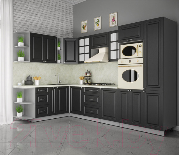 Изображение товара Кухонный гарнитур Интерлиния Мила Деко 1.88x3.2 левая (пепел/опал светлый)